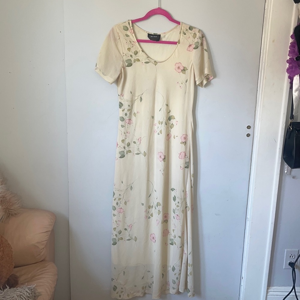 Vintage Pale Yellow floral maxi dress